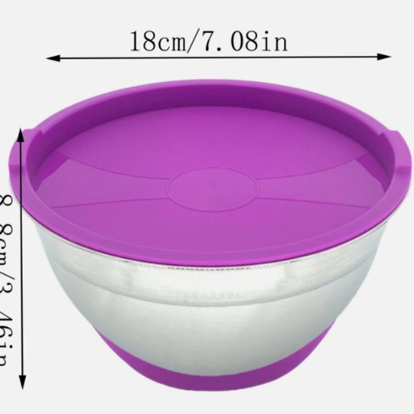 Mixing Bowl With Airtight Lid Stainless Steel Metal Bowl Colored Anti Slip - Picture 3 of 5
